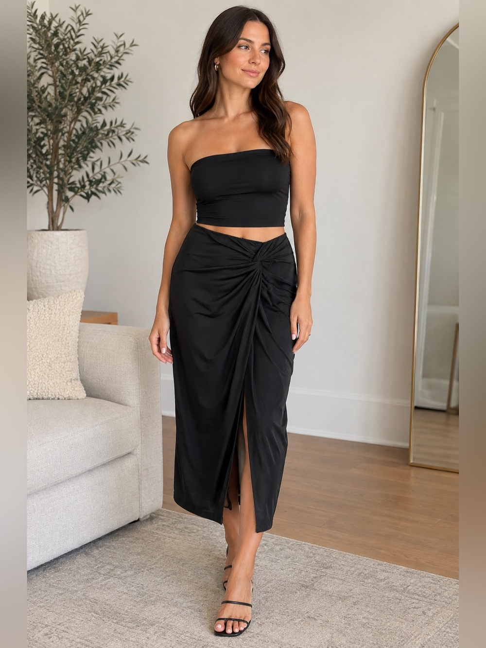Dynamite Sculpt Midi Skirt With Slit